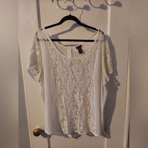 TORRIF White sheer Top with Lace